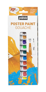 Set gouache Popart 11x10ml + 15ml blanc - Pébéo