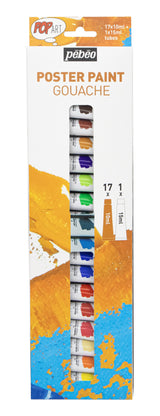 Set gouache Popart 17x10ml + 15ml blanc - Pébéo