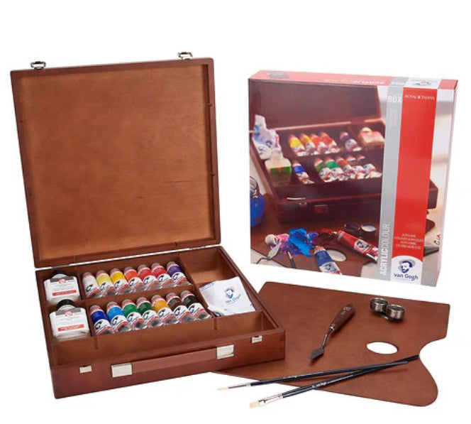 Coffret bois acrylique Van Gogh Inspiration - 14 x 40 ml & accessoires