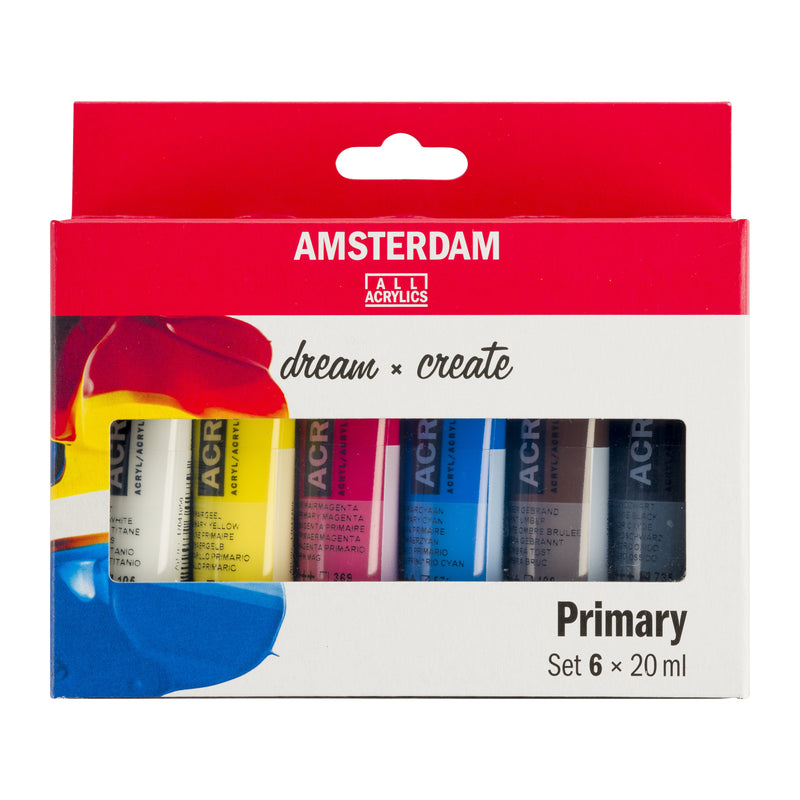 Set 6 x 20 ml Acrylique Amsterdam couleurs primaires