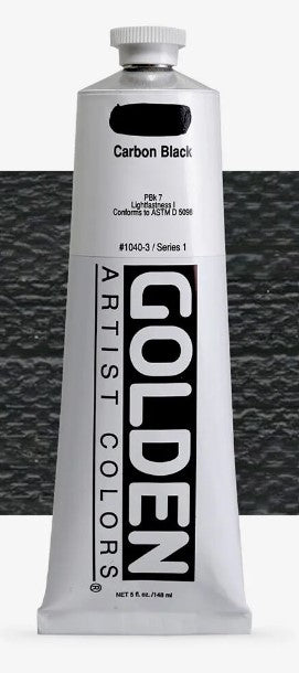 Peinture acrylique extra-fine Heavy Body GOLDEN 148 ml Noir de carbone/Blanc de Titane