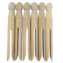 Pince à linge en bois naturel tête ronde - 11 cm - X6