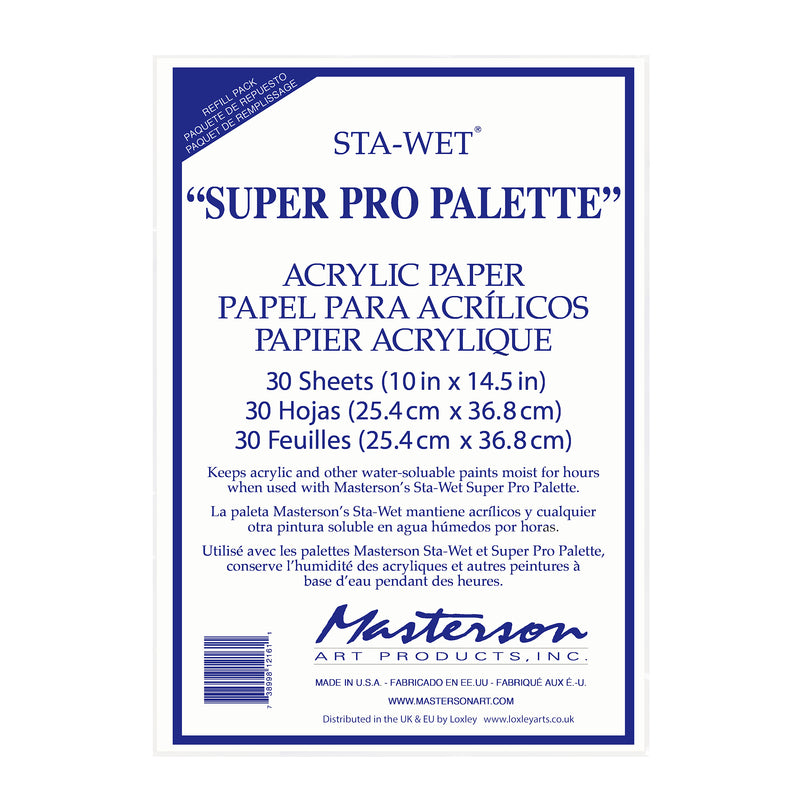 Recharge papier acrylique pour palette Sta Wet super pro - 30 feuilles - par Masterson