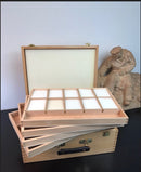 Coffret de rangement pour pastels en hêtre naturel
