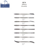 Set K de 8 rifloirs en métal