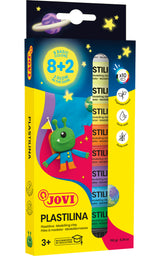 Set de 8 plastilina 15gr couleurs assorties + 2 phosphorescentes