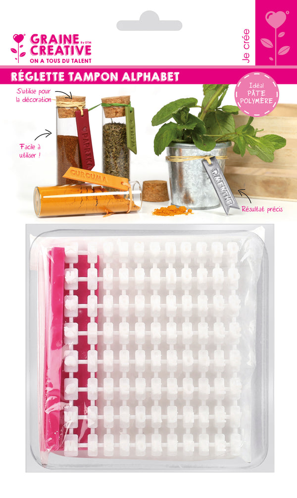 Réglette tampon alphabet pour pâte polymère