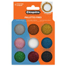 Boite de 9 pots d'accessoires - Paillettes fines et brillantes
