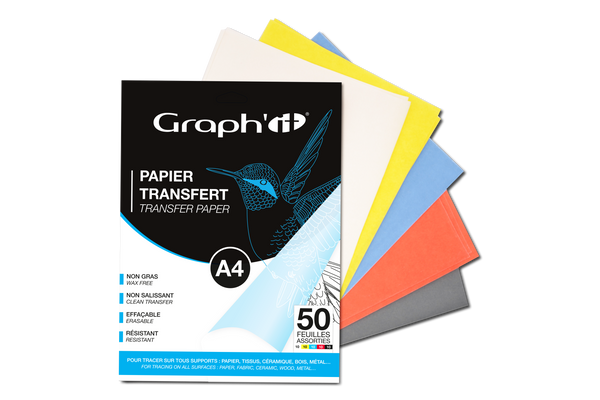 Papier transfert Graph'it - Pochette 50 feuilles A4 - 5 couleurs assorties