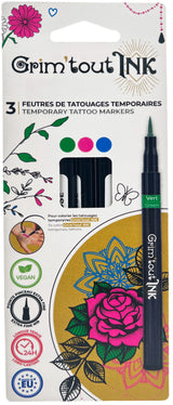 Gamme Grim'Tout Ink - Set 3 feutres de tatouage temporaire - couleurs complémentaires