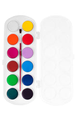 Boîte Aquarelle 12 pastilles 30 mm couleurs assorties + pinceau