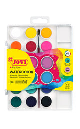 Boîte Aquarelle 18 pastilles 22 mm couleurs assorties + pinceau