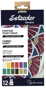 Set Explorations couleurs moirées peinture tissu Setacolor 12x20ml