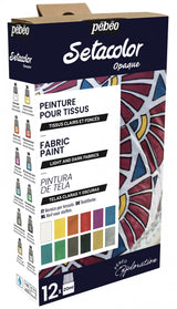 Set Explorations couleurs moirées peinture tissu Setacolor 12x20ml