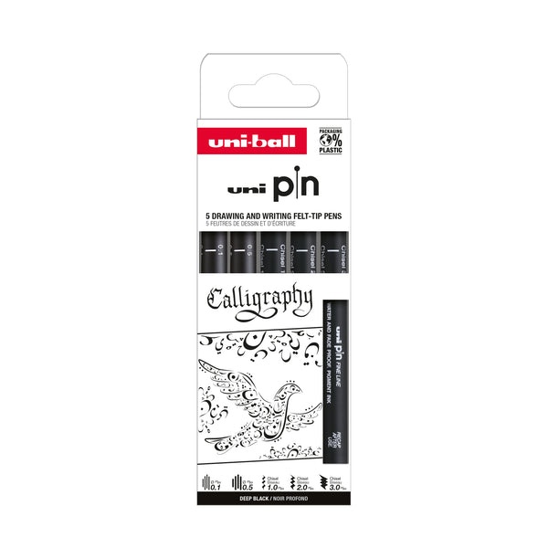 Pochette 5 feutres Tech Uni-Pin Calligraphie