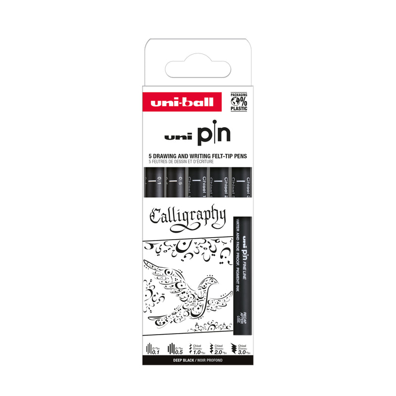 Pochette 5 feutres Tech Uni-Pin Calligraphie