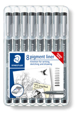 Pack feutres Pigment-Liner 5 + 3 gratuits 0,05/0,1/0,2/0,3/0,4/0,5/0,7/1 - Staedtler