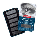 Boîte de 6 craies XL Blocks Graphite avec différentes duretés et intensités