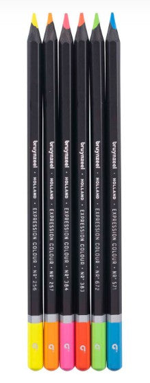 Boîte metal 6 crayons de couleurs fluos