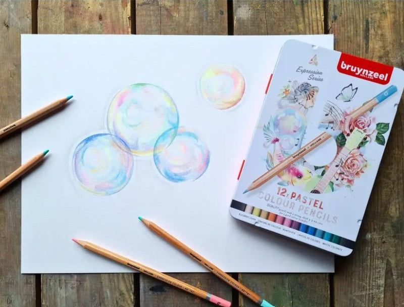 Boîte metal 12 crayons de couleurs pastels