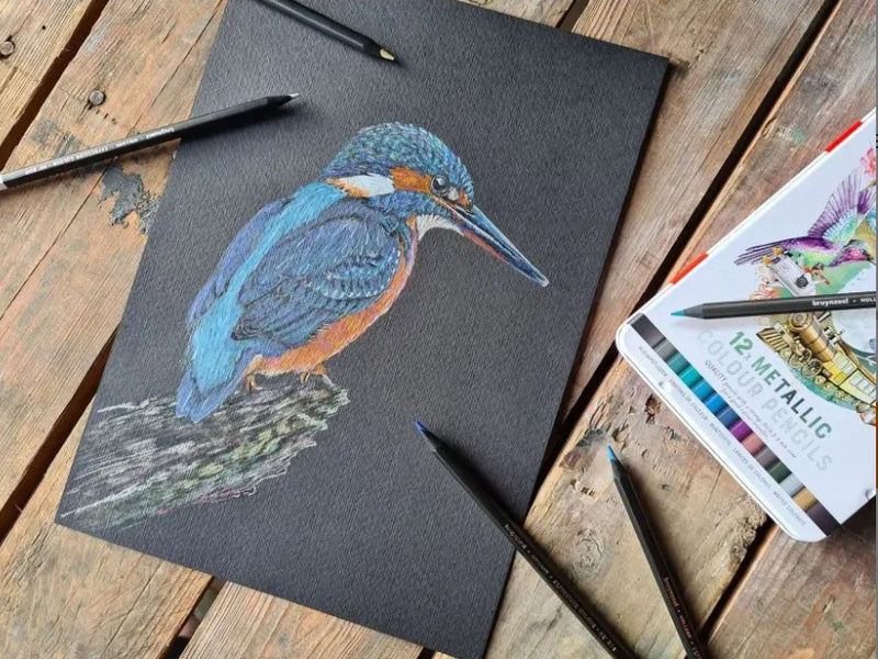 Boîte metal 12 crayons de couleurs métalliques