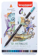 Boîte metal 12 crayons de couleurs métalliques