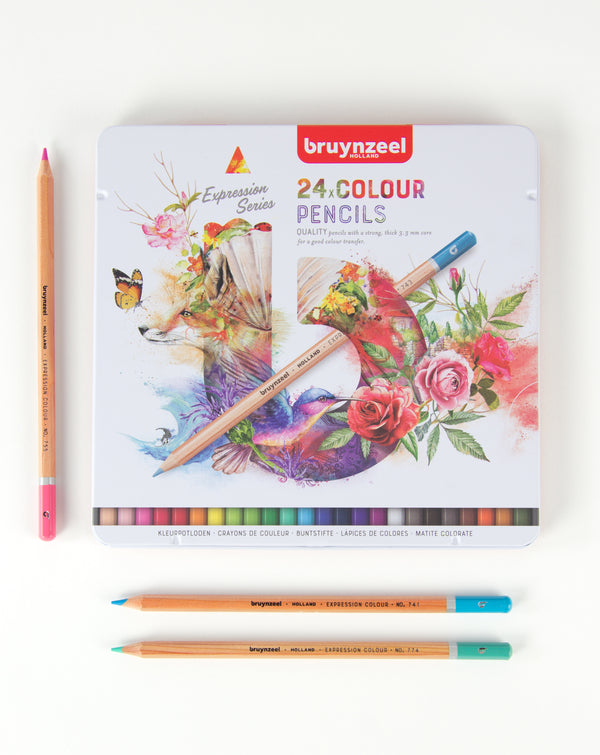 Boîte métal de 24 crayons de couleurs Bruynzeel Expression