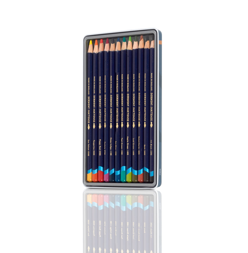 Derwent crayon aquarellable Academy , boîte métallique de 12 pièces en  couleurs assorties
