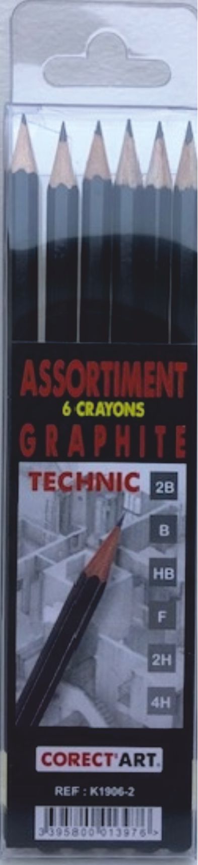 Etui de 6 crayons Graphite Toison d'or Technic -2B à 4H