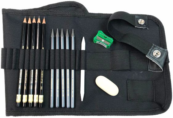 Trousse crayons graphite + accessoires (13 pièces)