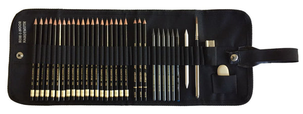 Trousse crayons graphite + accessoires (33 pièces)