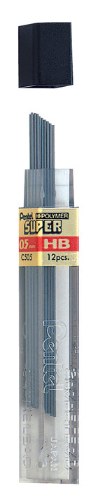 Etui de 12 mines graphite Hi-polymer SUPER diamètre 0,5 mm. HB