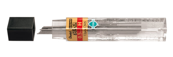 Etui de 12 mines graphite Hi-polymer SUPER diamètre 0,5 mm. H