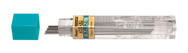 Etui de 12 mines graphite Hi-polymer SUPER diamètre 0,7 mm. 2B
