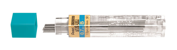Etui de 12 mines graphite Hi-polymer SUPER diamètre 0,7 mm. B