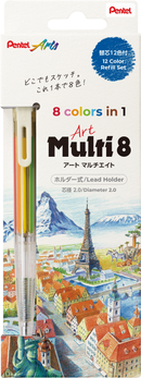 Set porte-mines Art Multi 8 couleurs (12 recharges + Taille-mine)