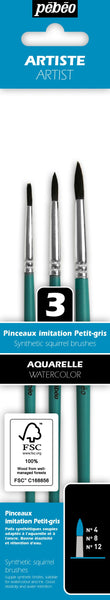Set de 8 Pinceaux Aquarelle - Imitation Petit-Gris - Pébéo