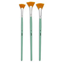 Pochette de 3 pinceaux Eventail assortis polyamide doré  - Manche court