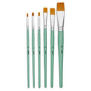 Pochette de 6 pinceaux Plats assortis polyamide doré  - Manche court