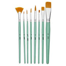 Pochette de 8 pinceaux assortis polyamide doré  - Manche court