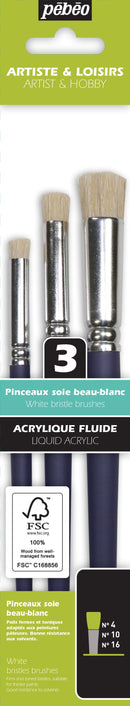 Pochette de 3 pinceaux pochoirs - Soie beau blanc