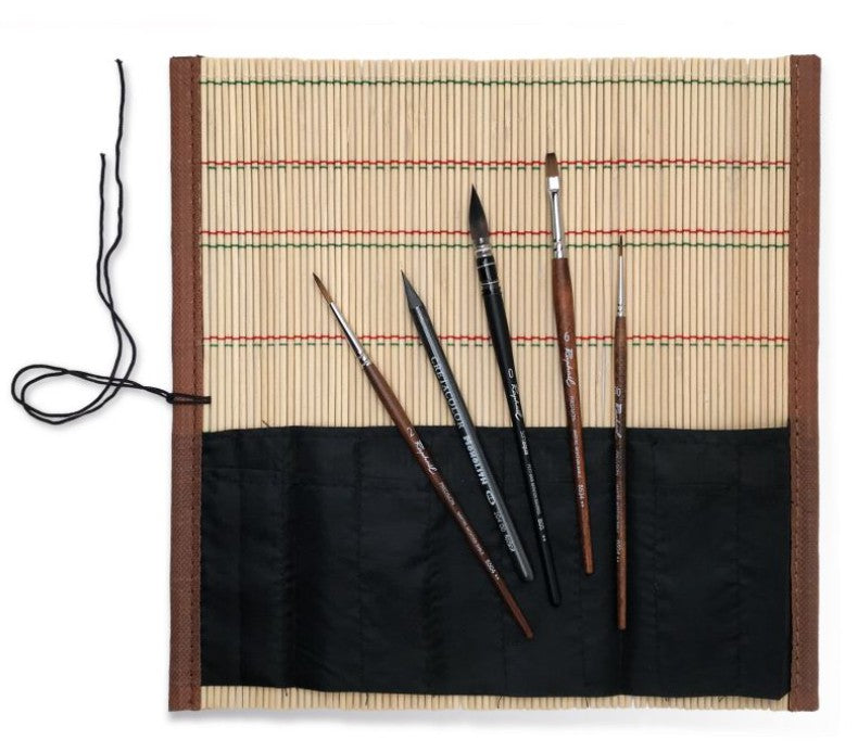 Pincelier Bambou 4 pinceaux aquarelle & 1 crayon monolith