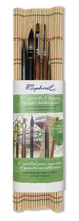 Pincelier Bambou 4 pinceaux aquarelle & 1 crayon monolith