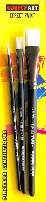 Pochette de 2 brosses plates & 1 pinceau rond