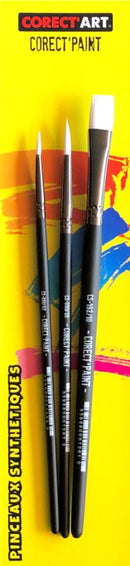 Pochette de 2 pinceaux ronds & 1 brosse plate