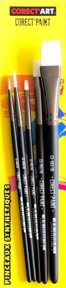 Pochette de 3 brosses plates & 2 pinceaux ronds