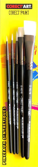 Pochette de 3 pinceaux ronds & 2 brosses plates