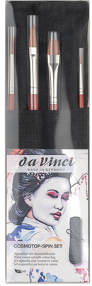 Set de 4 pinceaux aquarelle Cosmotop Spin + trousse coton