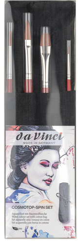 Set de 4 pinceaux aquarelle Cosmotop Spin + trousse coton