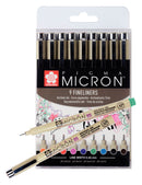 Set de 9 feutres couleurs assorties Pigma micron 0,45 mm